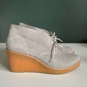 Cole Haan gray suede wedge ankle boots, size 9B
